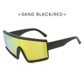 Sand black oversized sport polarized sunglasses with yellow-green mirrored lenses - Matte Black Frame/Red Mirror Lens
