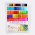 100 colors dual tip brush pens set with white barrels and clear handle carrying case - Old Style White 100 Colors Soft Tip