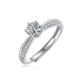 Classic silver Moissanite ring with round brilliant cut and adjustable open band design - 0.5 Carat Stone Style