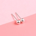 Minimalist pair of spherical silver stud earrings featuring high-polish finish beads - 925 Silver / 4MM Round Ball (Silver)