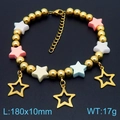 Kleurrijke kralenarmband van titaniumstaal met gouden sterbedeltjes lengte 180mm - Griekse Patroon Pentagram Stijl (KB183099-MN)