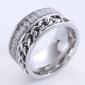 Anello a catena d'argento con zirconi rettangolari in uno stile punk dal design audace - US 6 / Color Acciaio