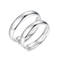 Classic silver-plated couple rings with a polished mirror finish and adjustable open band - Ql020 / Male Style