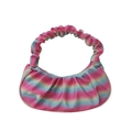 Rainbow gradient pleated shoulder bag with colorful minimalist croissant design for women - Pink