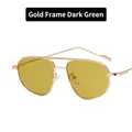 Classic pilot sunglasses with gold metal frame and dark green lenses in a sleek design - Gold Frame Dark Green
