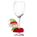 Christmas elf wine glass charm with red green sequins and plush festive collar - Male Christmas Elf