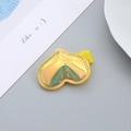 Iridescent yellow heart hair clip with holographic finish and yellow ribbon base - Yellow Heart