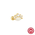 S925 sterling silver crown stud earring with marquise opal and white zircon stones - Gold #6