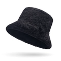 Chapeau bob chic en fausse fourrure noire pour femme, chaud et style d'hiver - Noir