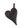 DIY gold-plated heart pendant with micro-paved black crystals in irregular heart shape - Large Black Zircon Heart / Black