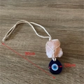 Cristal rosa y colgante ojo turco de 3,5 cm decorativo de 30 cm para coche o pared - Colgante de Ojo Azul de Cristal