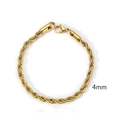 Pulsera de cadena de cuerda dorada de 4mm en acero de titanio con cierre de langosta - 4mm / Dorado / 20cm