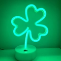 Green LED neon light in clover shape with white base for desk decorative lighting - Clover (Green) With Base
