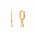 S925 silver gold teardrop earrings with white stones in a minimalist geometric design - Platinum