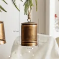 Vintage iron bell pendant with rustic bronze finish and hemp rope hanging loop - Hemp Texture Vintage Large Bell [Single]