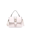 Elegante borsa a tracolla bianco crema con bordi neri e chiusura dorata - Bianco