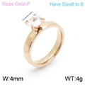 Minimalistischer 4mm Ring in Roségold mit Zirkonia und gehämmerter Textur - US 6 / Einzigartiger Gehämmerter Stil (KR100649-K) / 4mm / Roségold
