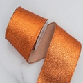 Sparkling orange sequin Christmas ribbon roll for festive gift wrapping and DIY decor - 6.3cm / Orange