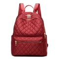 Mochila de tela Oxford roja acolchada con elegantes cremalleras doradas y rombos - Burdeos Grande