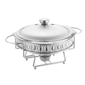 Runder Chafing Dish aus silbernem Edelstahl mit Brennstoffhalter und Glasdeckel - 2.0L Rund Silber