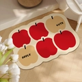 Apple shaped soft bath mat in beige with cute red patterns on wooden floor - 40*60cm Upgraded Thickened / Apple Fun Pattern