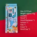 Blue Christmas stationery gift set with reindeer design including pencil and eraser - Christmas 616 Set - Blue
