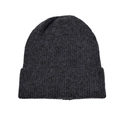 Detalle de gorro de punto gris oscuro con textura acanalada gruesa y mezcla de lana - Negro y Gris