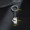 Modern brushed stainless steel puppy keychain with 30mm dog charm and 25mm ring - Dog / Silver