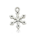 Silver zinc alloy snowflake pendant with geometric hollow design and top ring for DIY - Antique Silver Snowflake C