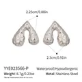 Detail of hammered texture silver heart earrings with waterproof material specifications - Silver (YYE023566-P)