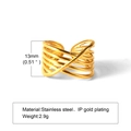 Golden multi-layer layered crisscross stainless steel wide ring with 13mm band width - One Size / Multi-layer Intertwined Line Style(R-597) / Gold
