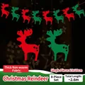 Christmas felt reindeer banner with 8 red and green laser-cut non-woven fabric pieces - Thick Felt (Reindeer Flags)