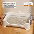 White pet toilet with stainless steel mesh and scoop for small dogs, 51x33x12cm size - 12mm Grid / White