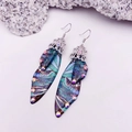 S925 silver butterfly drop earrings with blue-green gradient wings and rhinestones - Green Painted Rhinestone-Silver