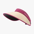 Visiera parasole a tesa larga in rosso rosa e paglia intrecciata per protezione UV - Regolabile / Rosso