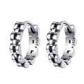 Minimalistische S925 Sterling Silber Kettenglieder-Ohrringe mit poliertem Finish auf Weiß - 925er Silber / Silber