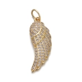 Elegant gold-tone angel wing pendant with shimmering zircons for necklaces - Angel Wing Pendant