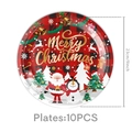 Dettaglio di set da 10 piatti natalizi in carta a quadri rossi da 23cm con scritte - Piatti da 9 pollici 10 PCS
