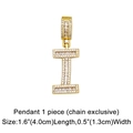 Macro shot of gold-plated letter I pendant featuring micro-pave white zircon stones - Letter I Pendant