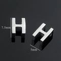 DIY stainless steel letter H pendant with brushed finish for personalized jewelry - Silver-Letter H