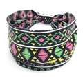 Bohemian style paisley print elastic headband for women in pink green and yellow - 16-Color Geometric