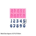 Pink silicone number mold for fondant and chocolate cake decoration with sizing labels - 3#-Pink Number Mold