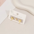 Lot de 3 boucles d'oreilles en acier inoxydable avec pissenlit doré, palme et zircon - Pissenlit Or