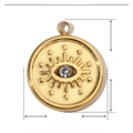 Pendentif œil porte-bonheur en acier inoxydable doré avec strass clairs pour collier DIY - Style Œil Protecteur (YE354) / 1 Pièce