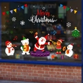Christmas window stickers featuring Santa, snowman, and reindeer band for shop decoration - Christmas Band Playing Scene Style (SR-10)