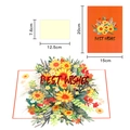Handmade 3D pop-up greeting card with orange sunflower bouquet and small message card - Spinning Sunflower (Orange Cover)