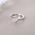 S925 Sterling Silber Ring mit glitzerndem Buchstaben H und rundem Zirkonia Stein - Buchstabe H