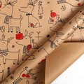 Christmas kraft paper roll with reindeer and tree patterns in vintage illustration style - Christmas Series - Line Reindeer