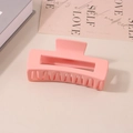 Matte pink rectangular hair claw clip for women in a minimalist hollow design - #21 Frosted Korean Pink - 10.5cm / Bulk (No Packaging)