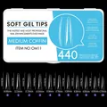 Tabla de tallas detallada para uñas de gel suave medium coffin con medidas precisas - SOFT GEL TIPS 11